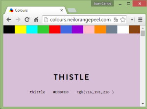 A list of colour names in CSS